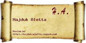Hajduk Aletta névjegykártya